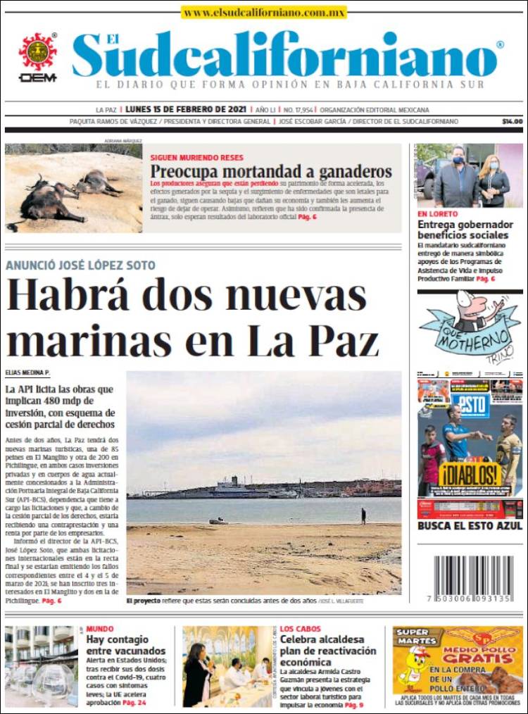 Portada de El Sudcaliforniano (M&eacute;xico)