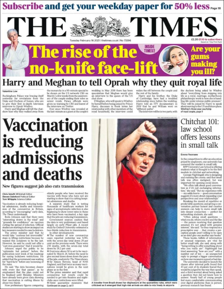 Portada de The Times (Reino Unido)