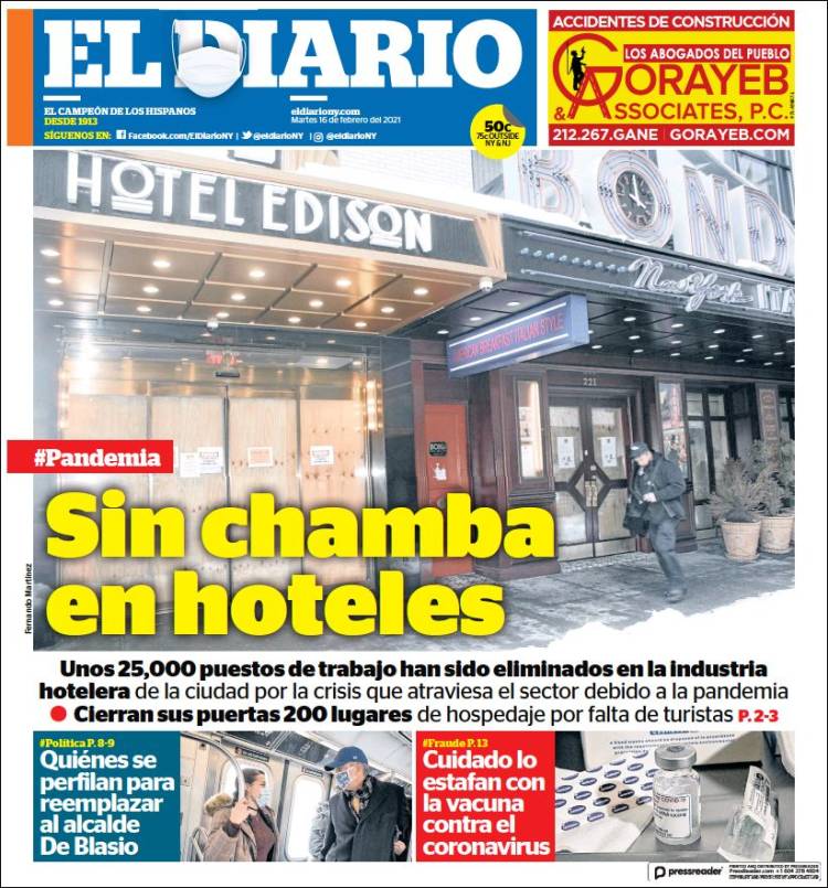 Portada de El Diario NY (USA)