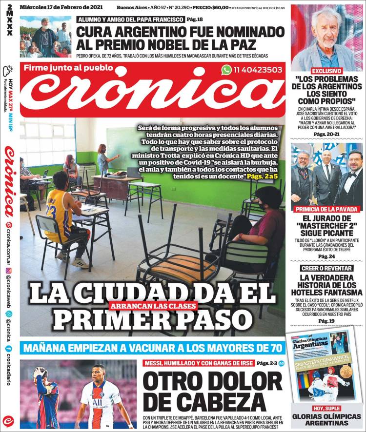 Portada de Crónica (Argentina)