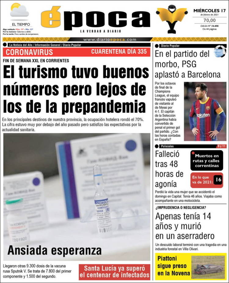 Portada de Diario Época (Argentina)