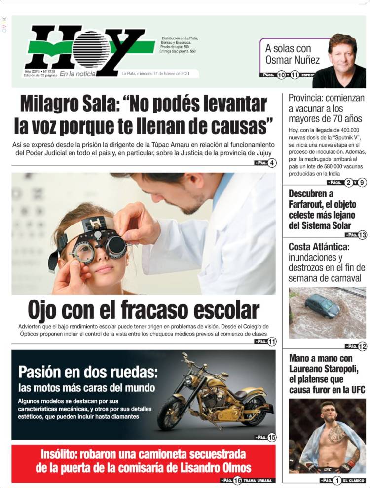 Portada de Diario Hoy (Argentina)