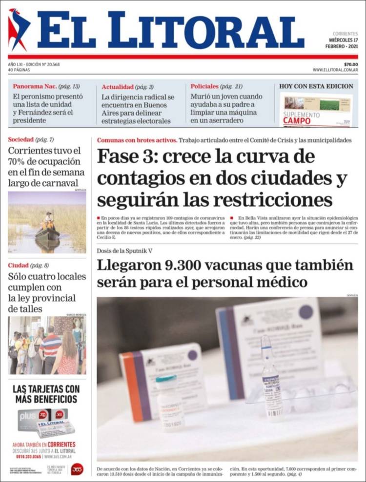Portada de El Litoral Corrientes (Argentina)