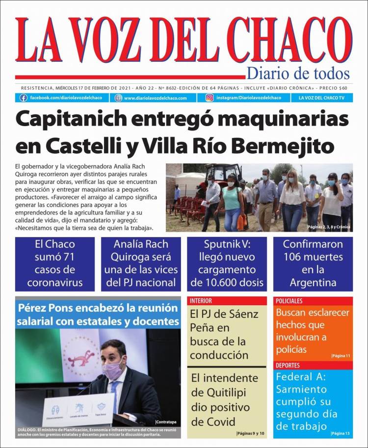 Portada de La Voz del Chaco (Argentina)