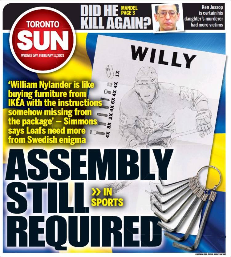 Portada de The Toronto Sun (Canadá)