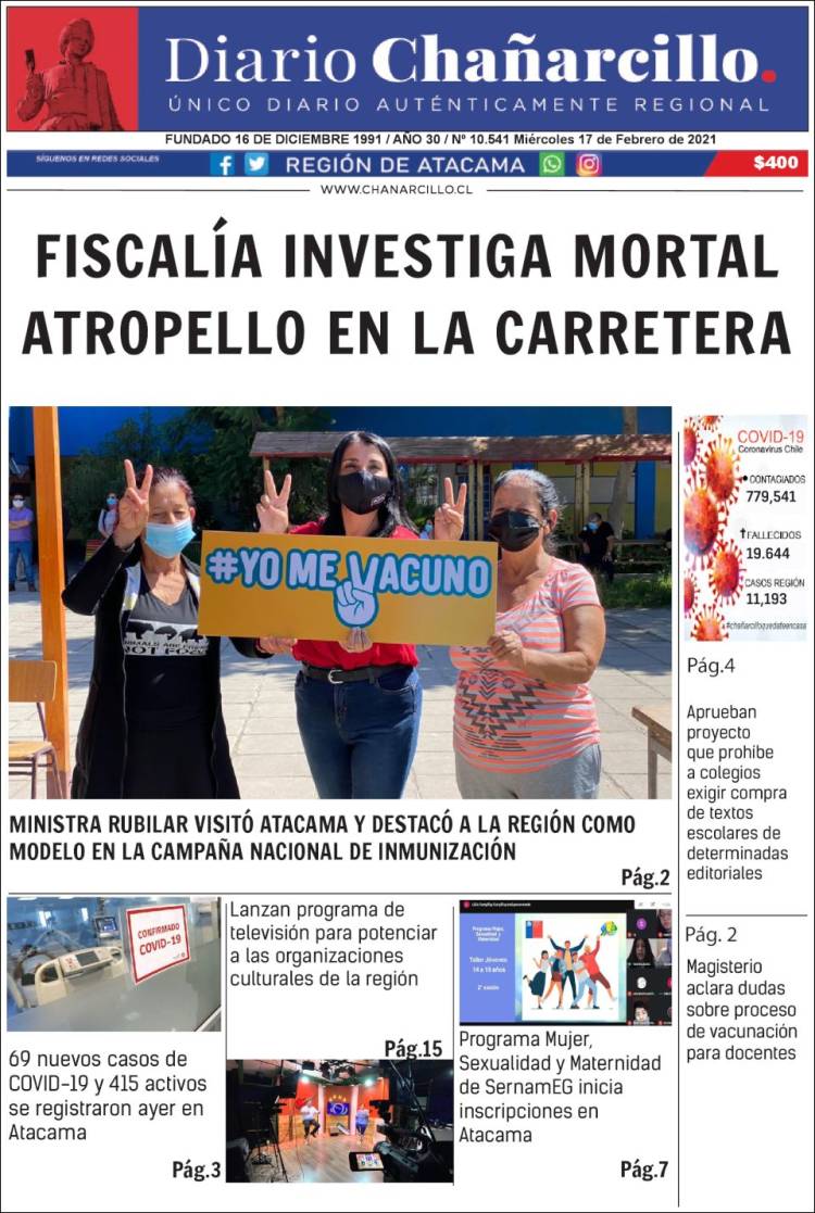 Portada de Diario Chañarcillo (Chile)