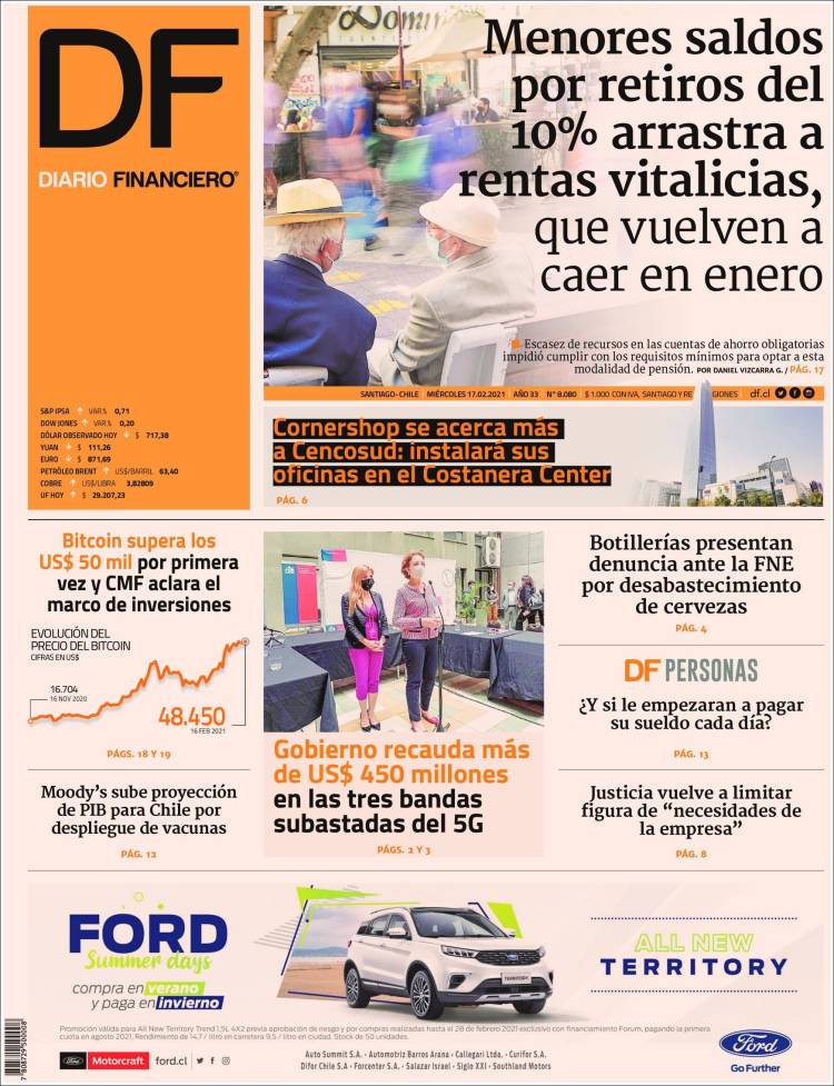 Portada de Diario Financiero (Chile)