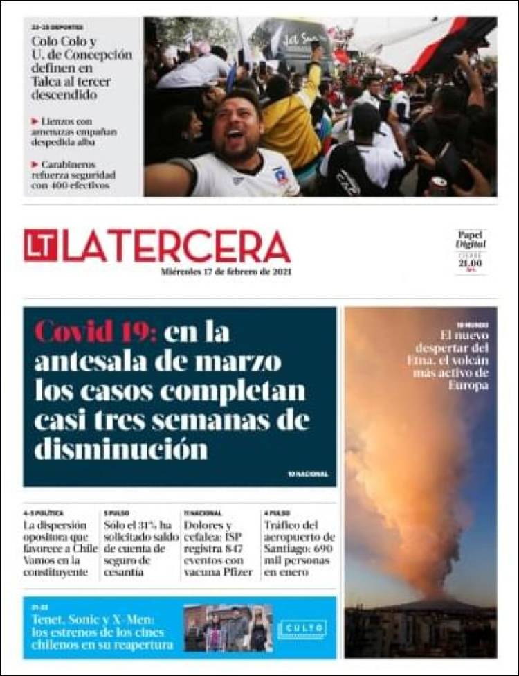 Portada de La Tercera (Chile)