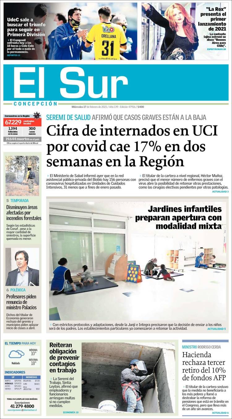 Portada de El Sur (Chile)