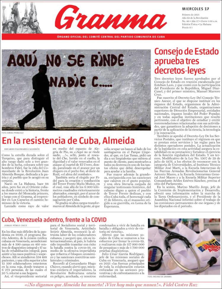 Portada de Granma (Cuba)