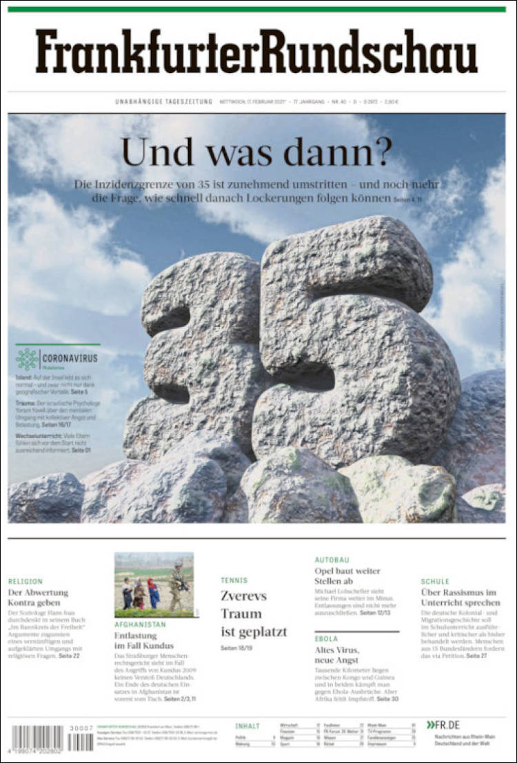 Portada de Frankfurter Rundschau (Alemania)