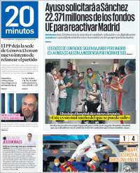 Portada de 20 Minutos - Madrid (España)