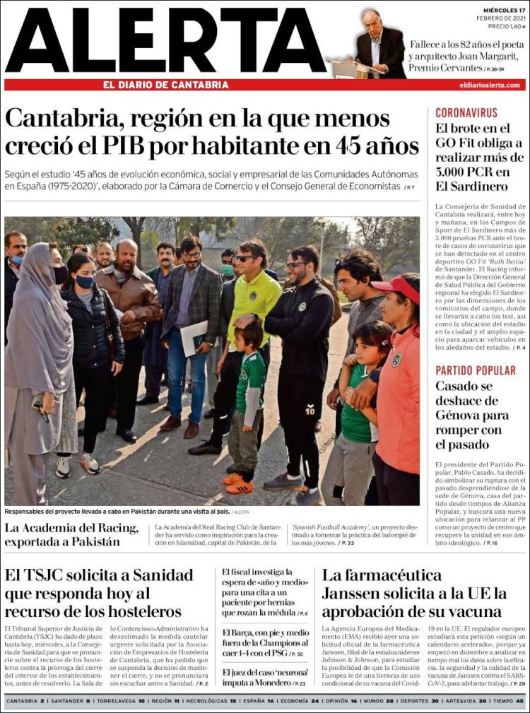 Portada de Alerta - El Diario de Cantabria (Espagne)