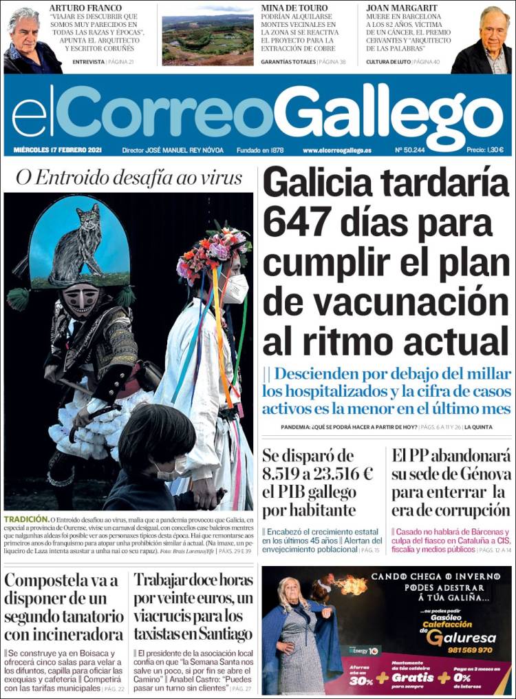 Portada de El Correo Gallego (España)