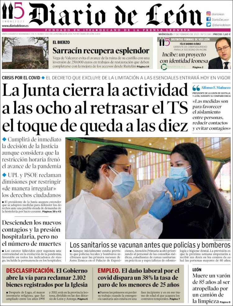 Portada de Diario de León (España)