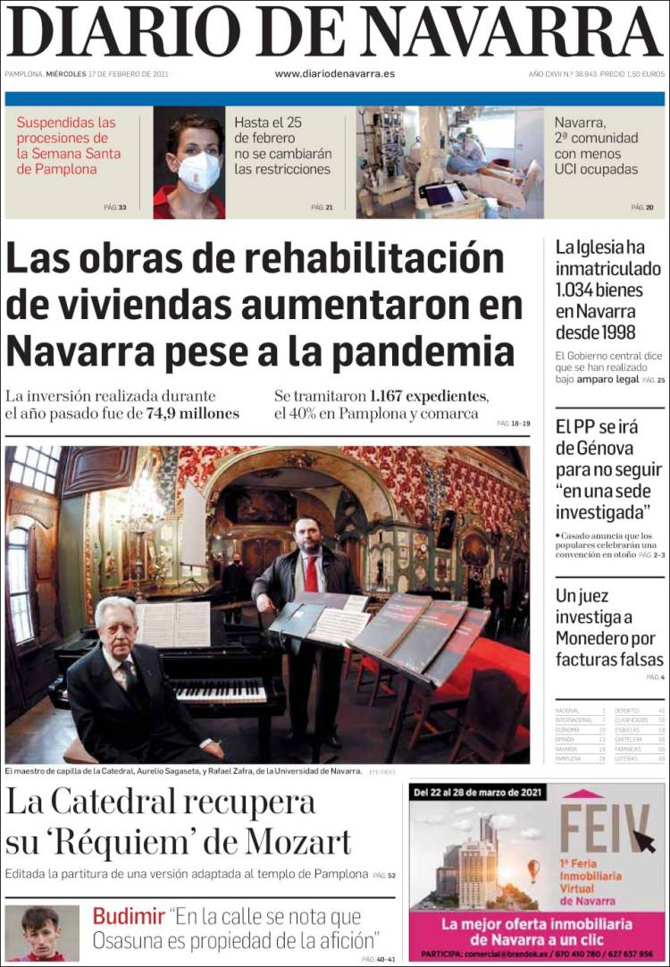 Portada de Diario de Navarra (Espagne)
