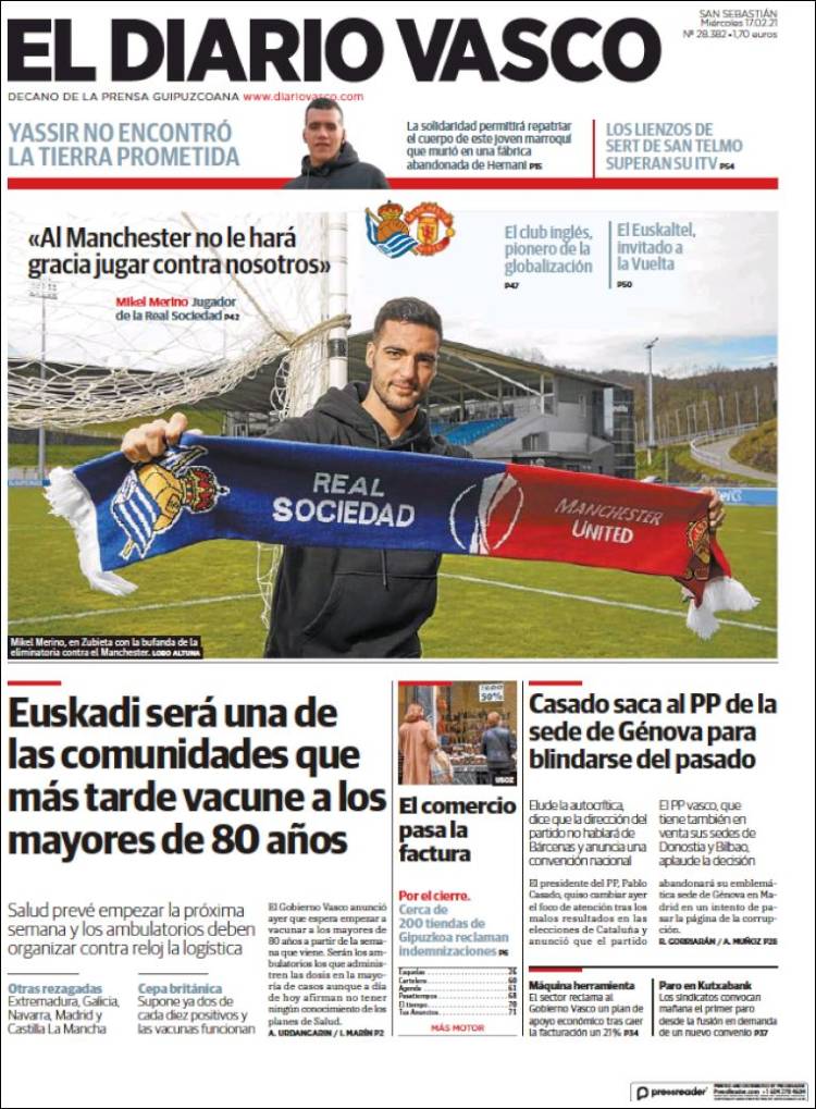 Portada de Diario Vasco (Espagne)