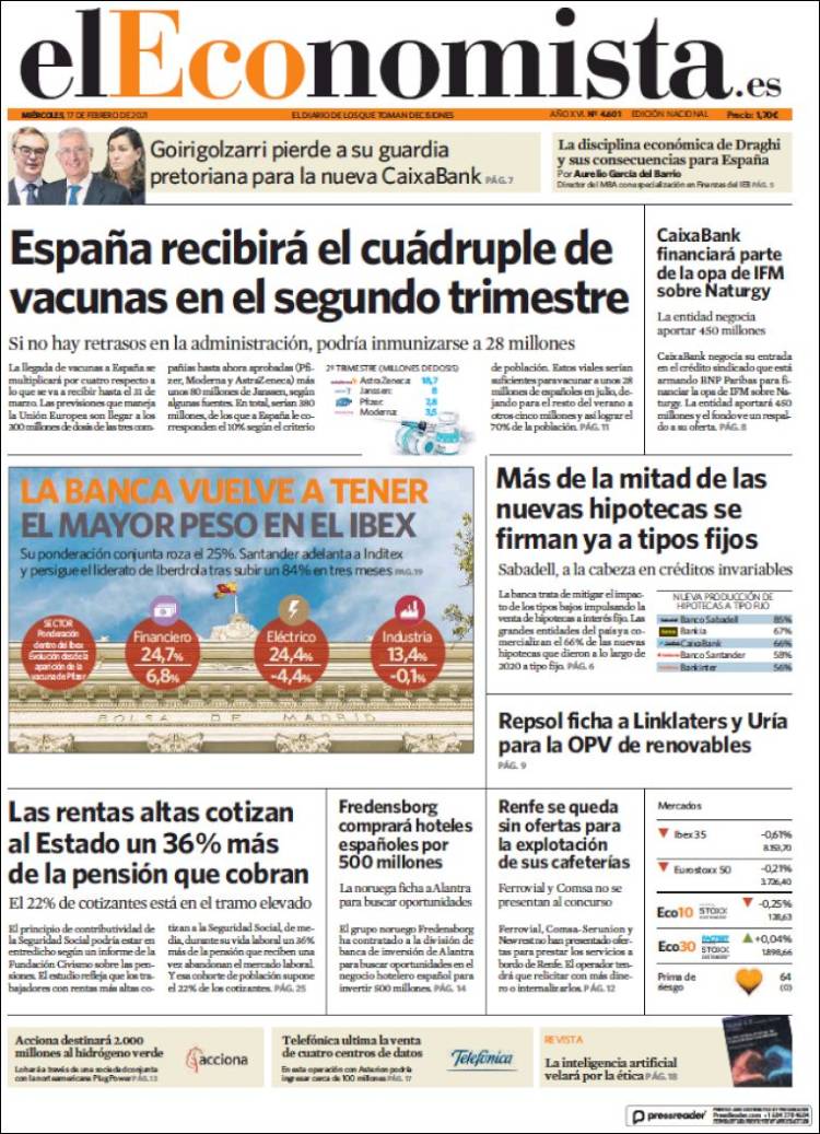 Portada de El Economista (Espa&ntilde;a)