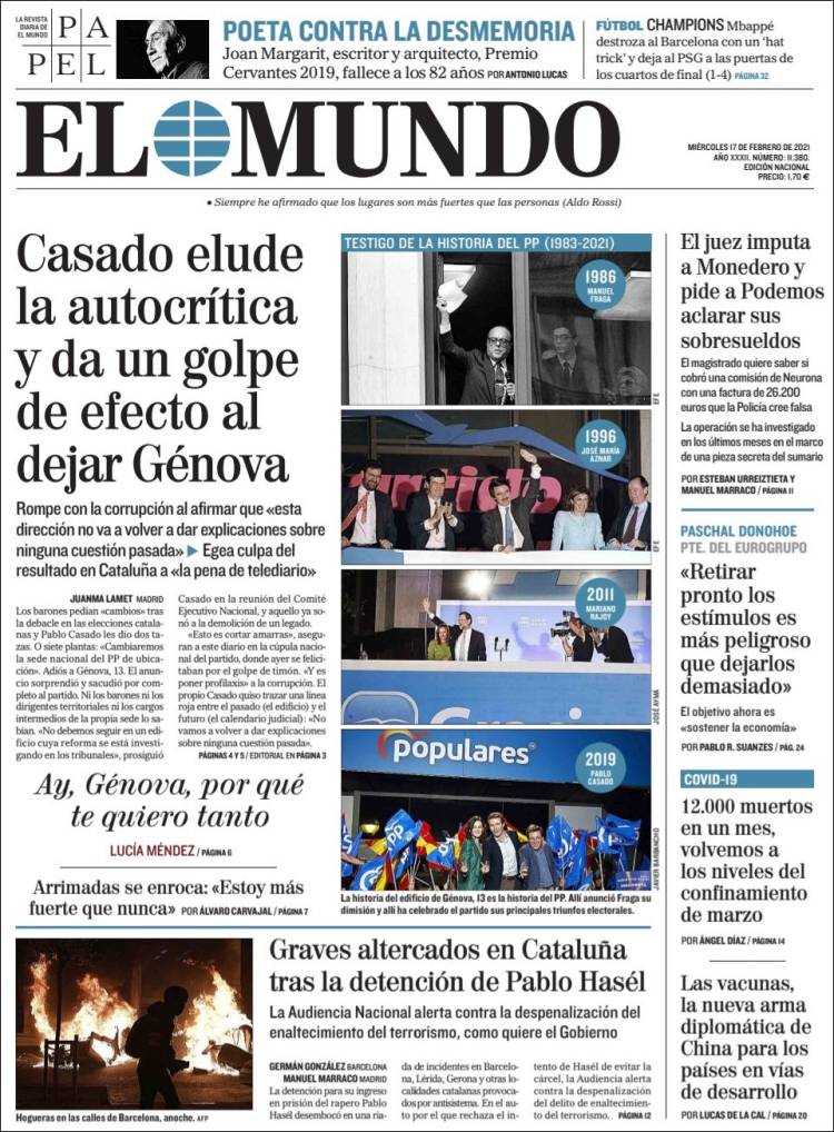 Portada de El Mundo (Espagne)
