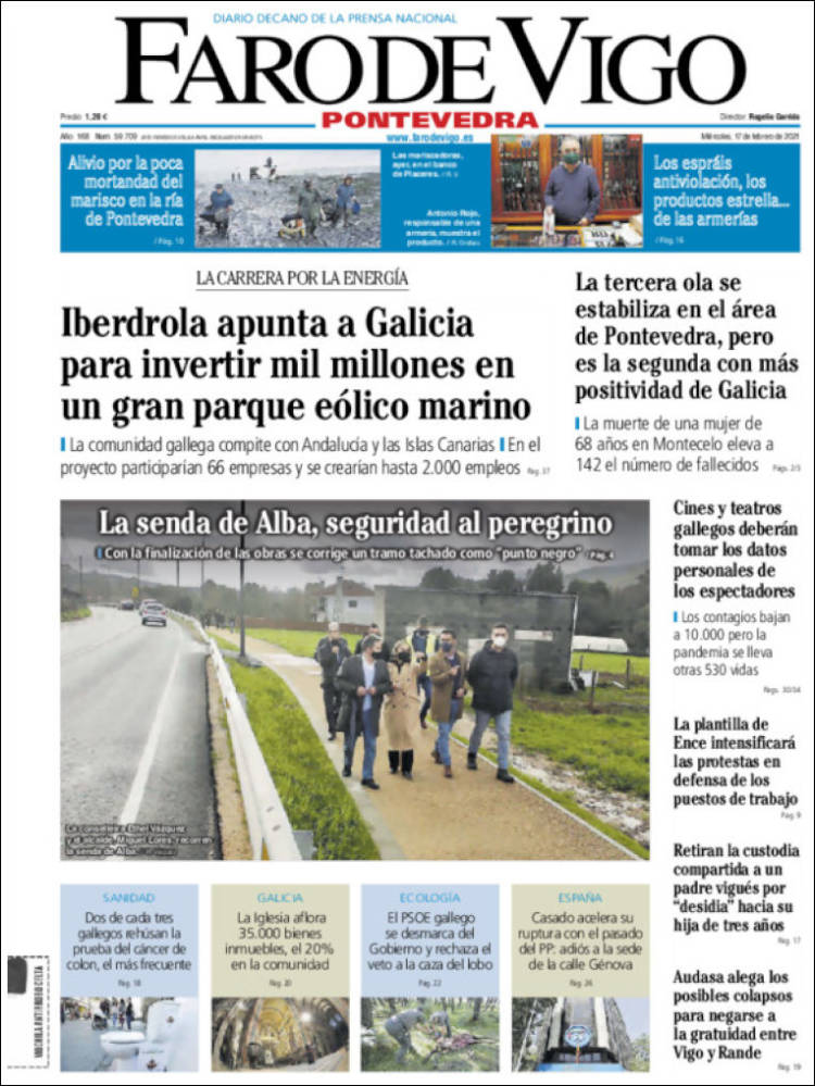 Portada de El Faro de Vigo - Pontevedra (Espagne)