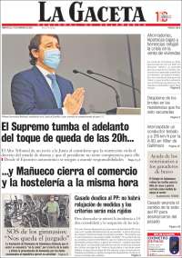 Portada de La Gaceta de Salamanca (España)