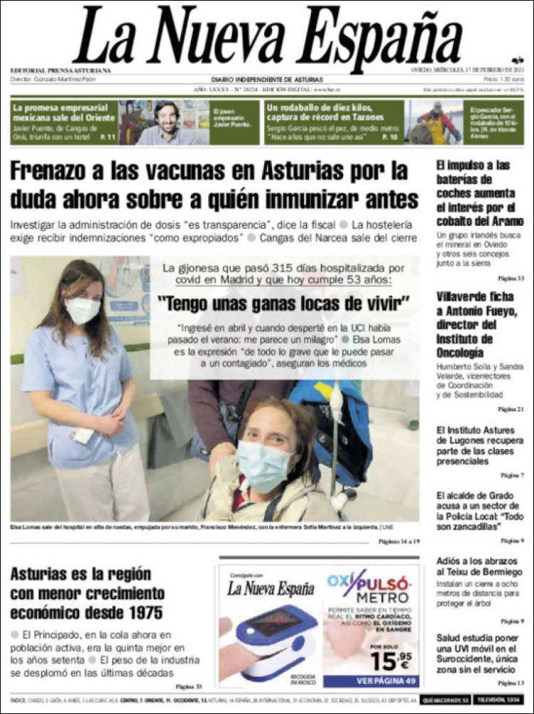 Portada de La Nueva España (Espagne)