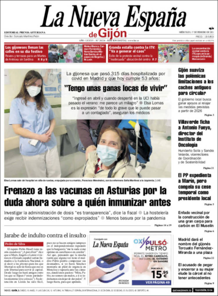 Portada de La Nueva España - Gijón (Espagne)
