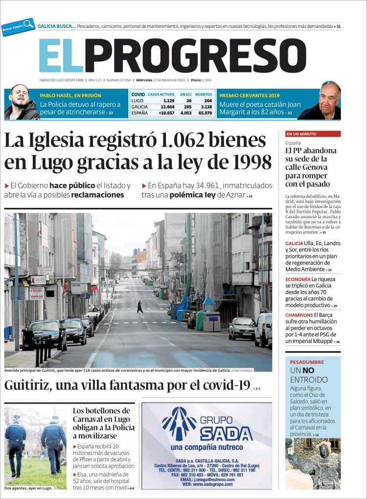 Portada de El Progreso (Espagne)