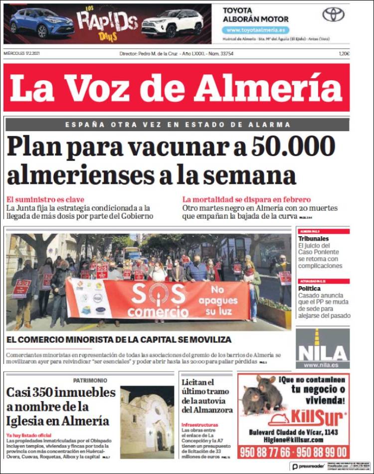 Portada de La Voz de Almería (Espagne)