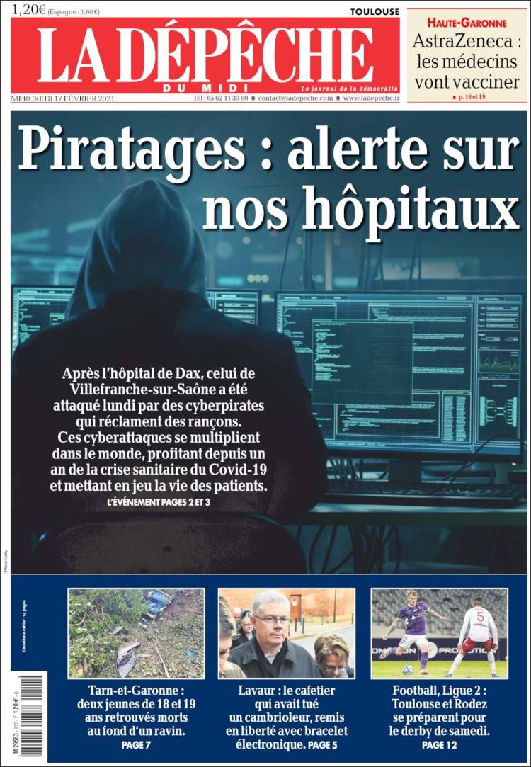 Portada de La Dépêche du Midi (Francia)