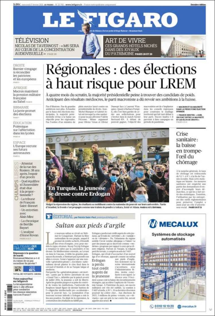 Portada de Le Figaro (Francia)