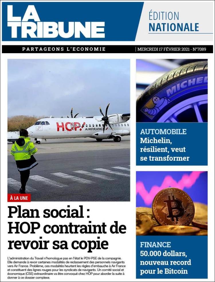 Portada de La Tribune (Francia)