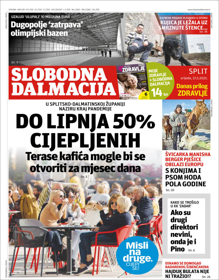 Portada de Slobodna Dalmacija (Croacia)