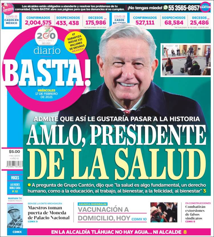 Portada de Diario Basta (México)