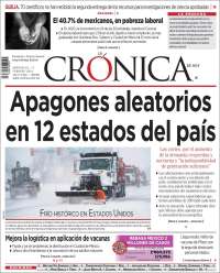 Portada de La Crónica de Hoy (México)