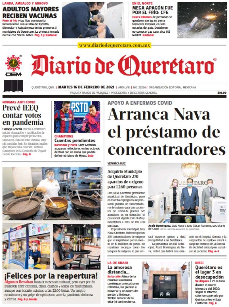 Portada de Diario de Querétaro (México)