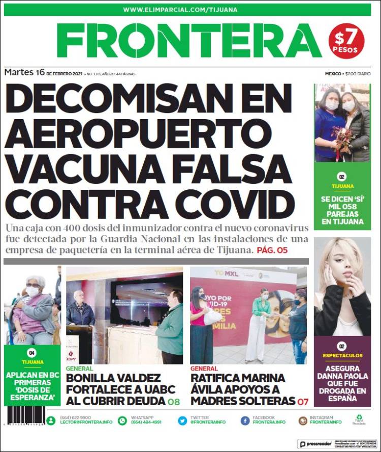 Portada de Frontera (México)