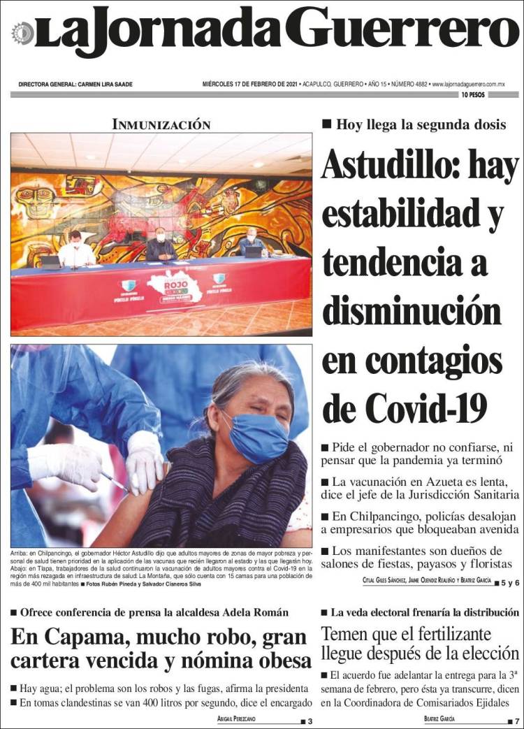 Portada de La Jornada de Guerrero (México)