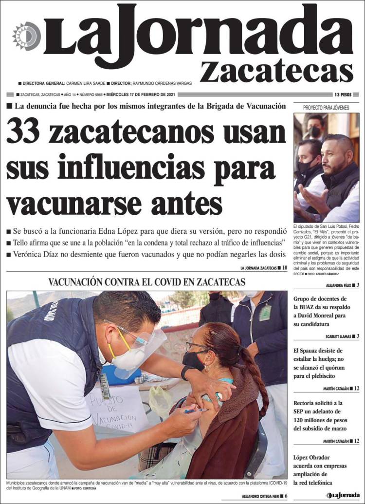 Portada de Jornada de Zacatecas (México)