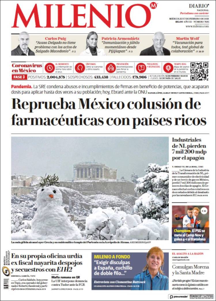 Portada de Milenio (México)