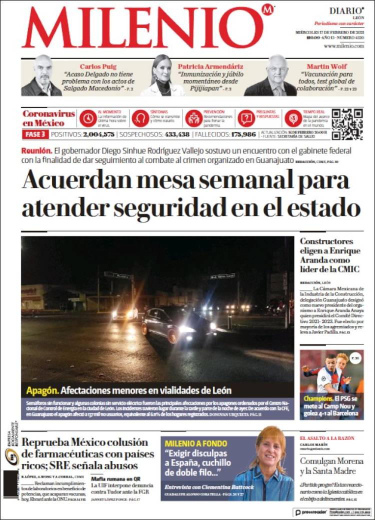 Portada de Milenio de León (México)