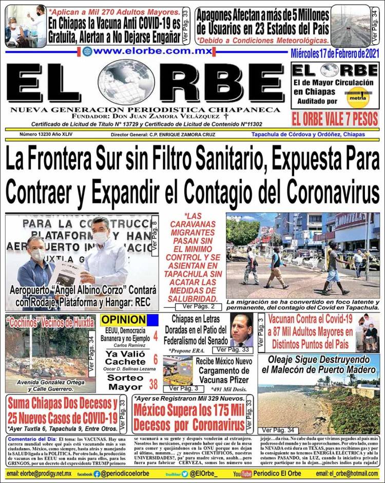 Portada de El Orbe (México)