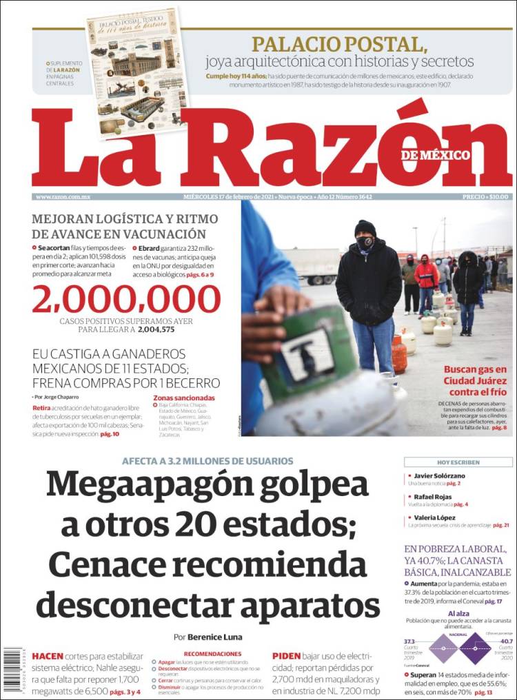 Portada de La Razón (México)