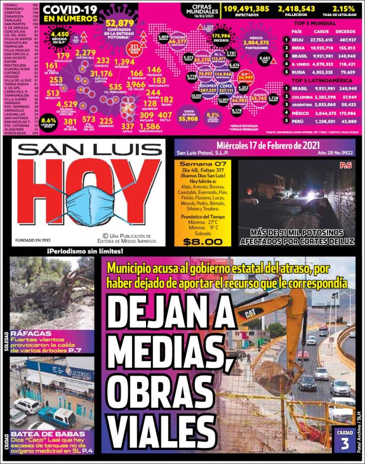 Portada de San Luis Hoy (México)