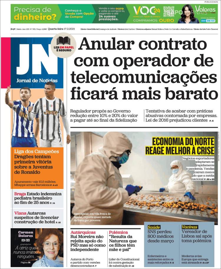 Portada de Jornal de Notícias (Portugal)