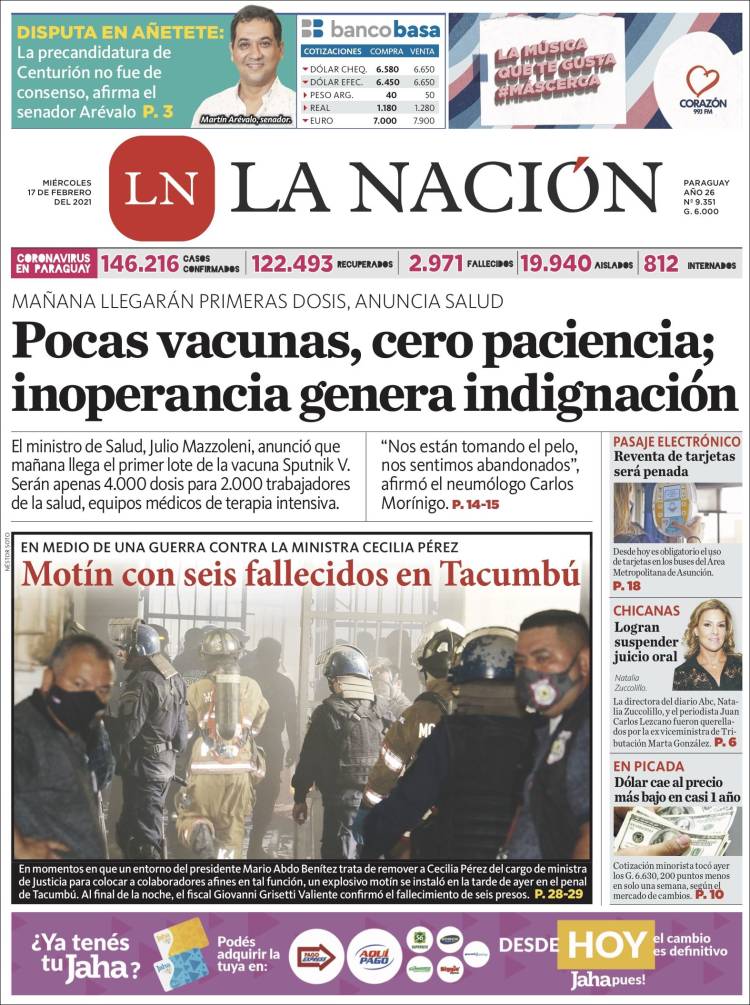 Portada de La Nación (Paraguay)