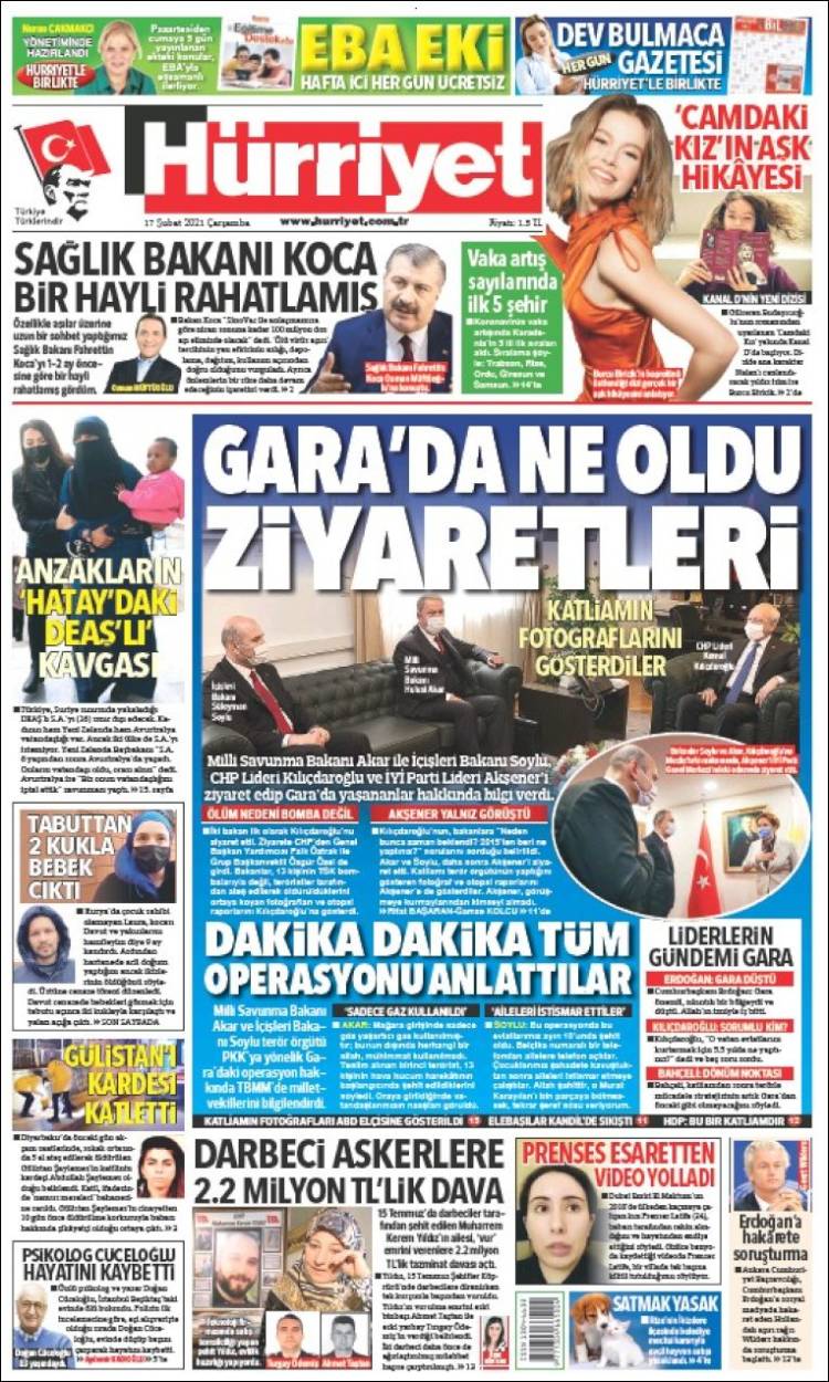 Portada de Hürriyet (Turqu&iacute;a)