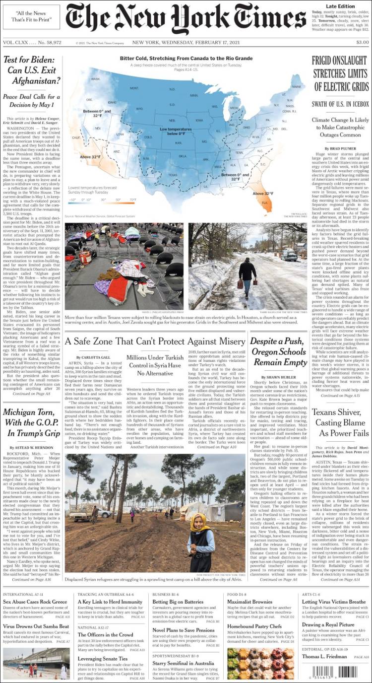 Portada de New York Times (USA)