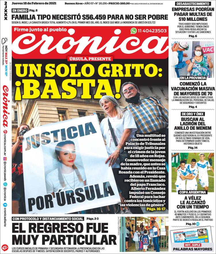 Portada de Crónica (Argentina)