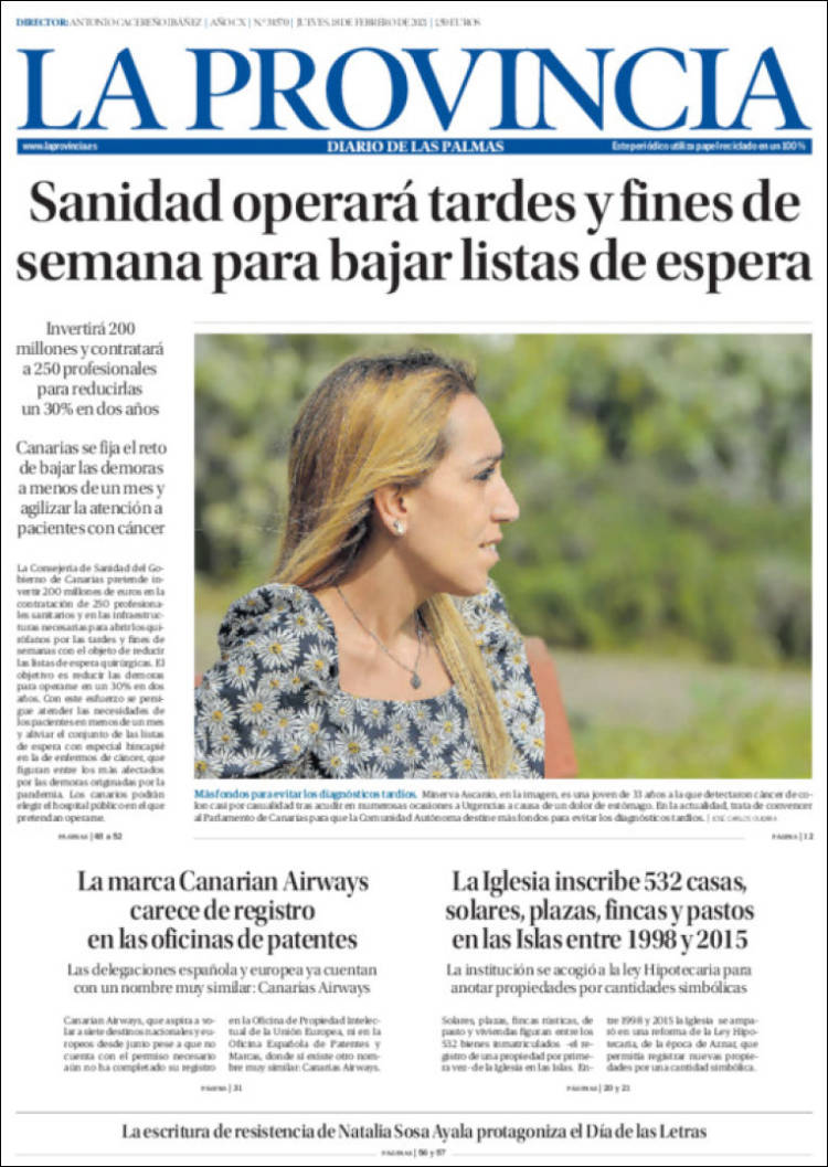 Portada de La Provincia (Espagne)
